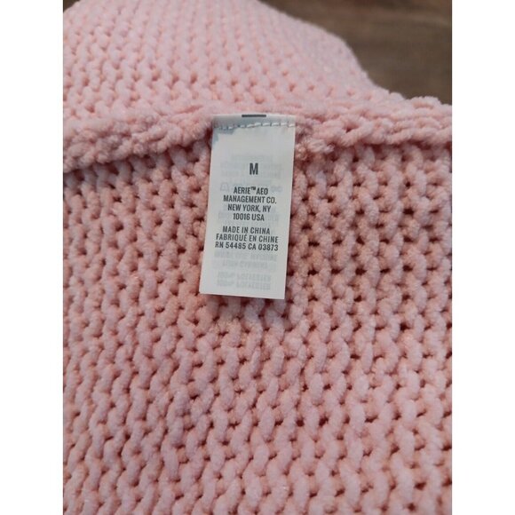 Aerie Womens Light Pink Chunky Knit Turtleneck Oversized Sweater, Soft, Size Med - Picture 8 of 11